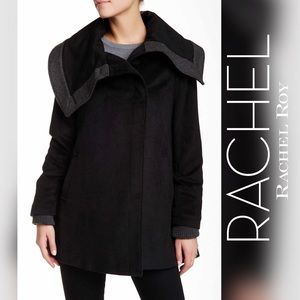 RACHEL ROY Ribbed Knit Trim Coat (XS)